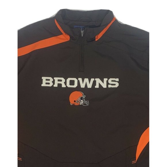 Men's Reebok NFL On Field NFL Cleveland Browns 1/4 Zip‎ Jacket Brown Large - Picture 4 of 11